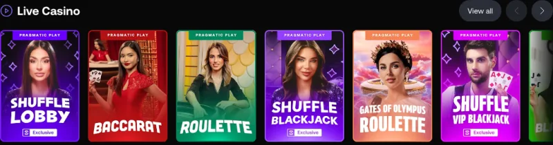 Salle de casino en direct Shuffle